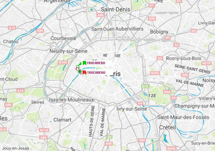 plan itinéraire ratp de Trocadéro à Trocadéro