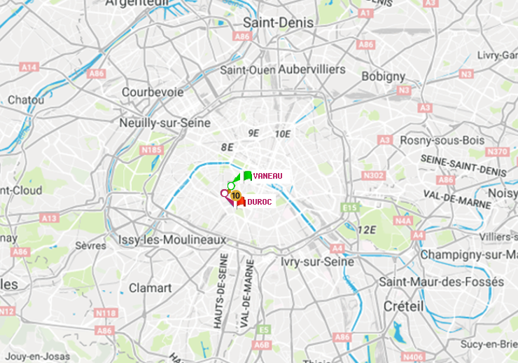 plan itinéraire ratp de Vaneau à Duroc