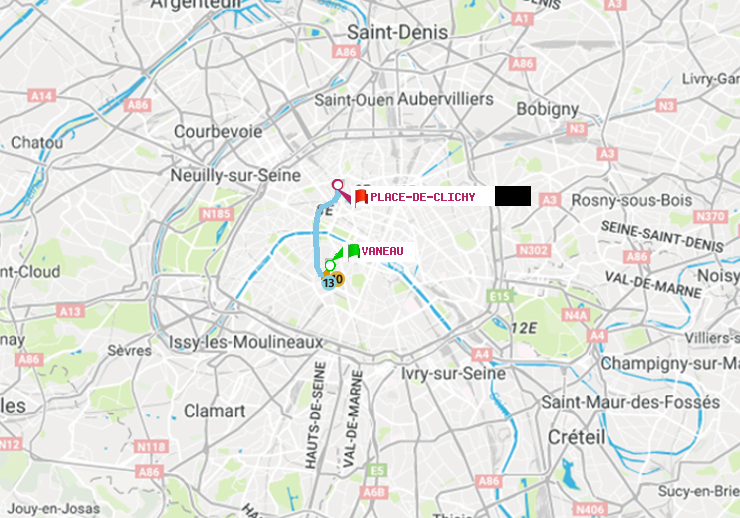 plan itinéraire ratp de Vaneau à Place de Clichy