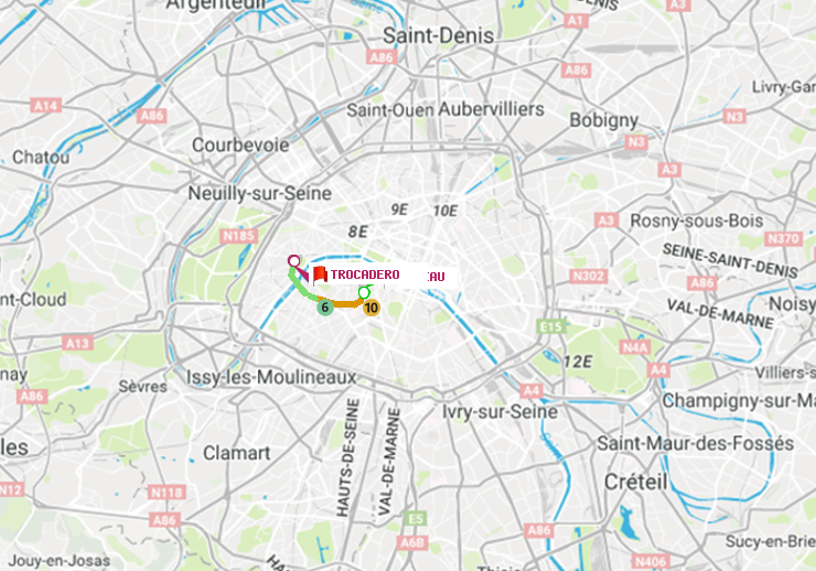 plan itinéraire ratp de Vaneau à Trocadéro