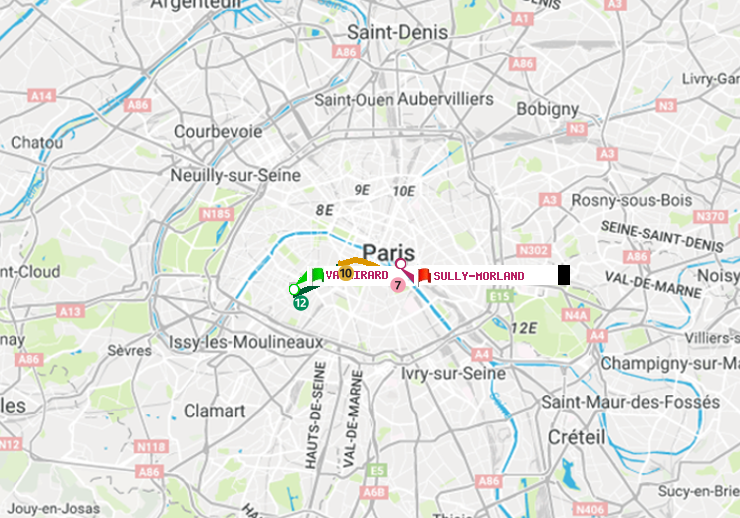 plan itinéraire ratp de Vaugirard (Adolphe Chérioux) à Sully-Morland