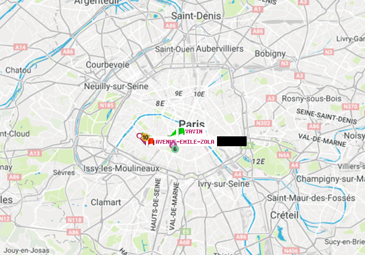 plan itinéraire ratp de Vavin à Avenue Emile-Zola
