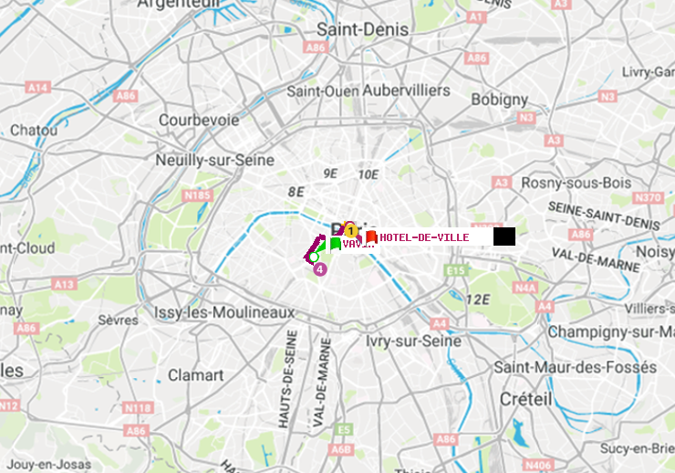 plan itinéraire ratp de Vavin à Hôtel de Ville