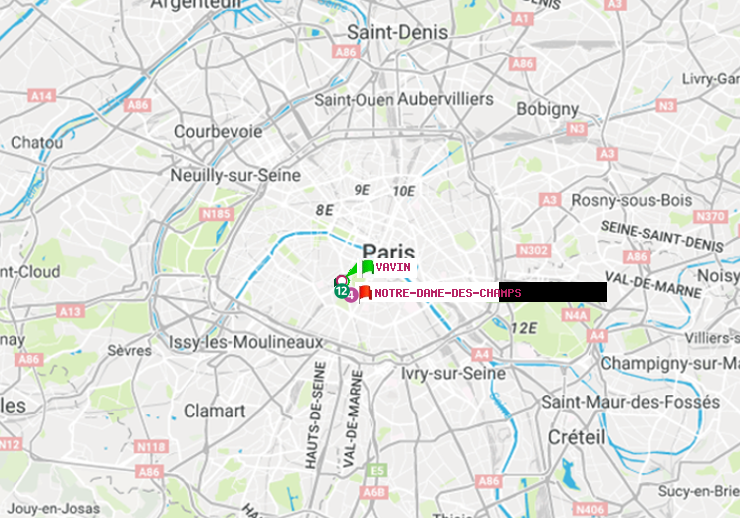 plan itinéraire ratp de Vavin à Notre-Dame des Champs