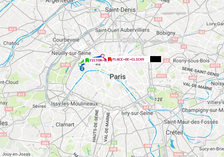 plan itinéraire ratp de Victor Hugo à Place de Clichy