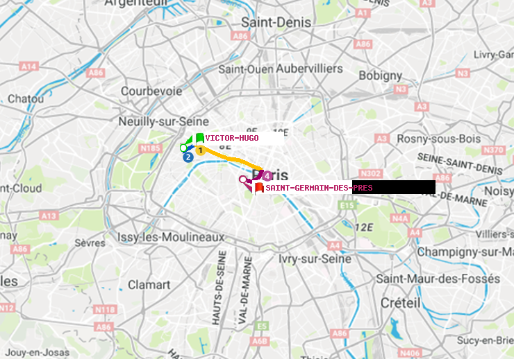 plan itinéraire ratp de Victor Hugo à Saint-Germain des Prés