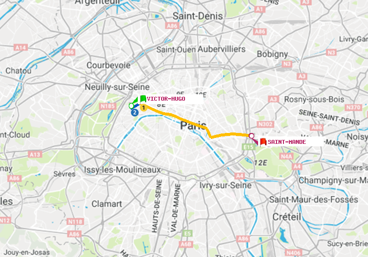 plan itinéraire ratp de Victor Hugo à Saint-Mandé