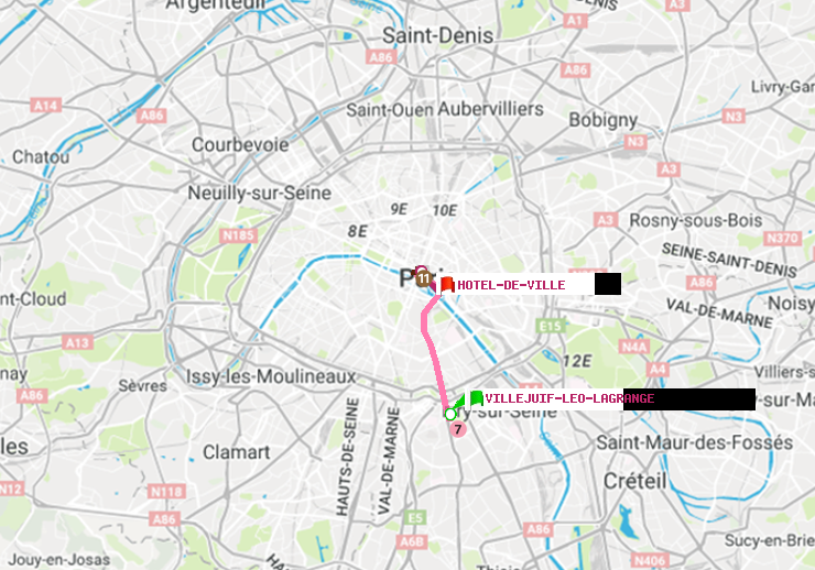 plan itinéraire ratp de Villejuif-Léo Lagrange à Hôtel de Ville