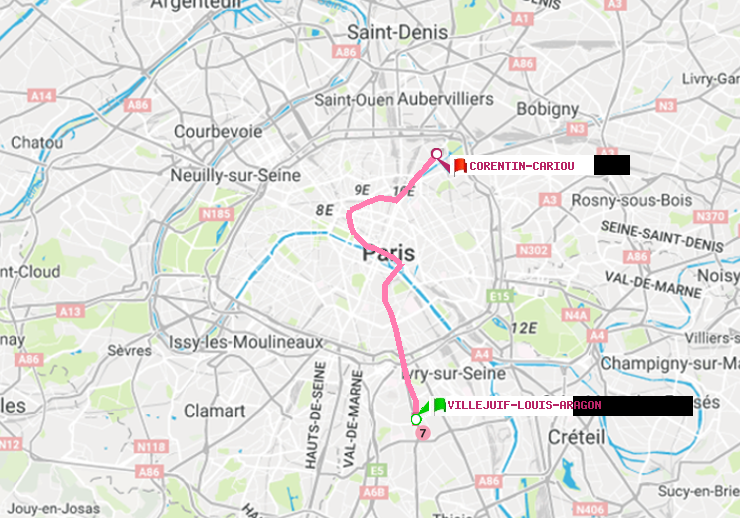 plan itinéraire ratp de Villejuif-Louis Aragon à Corentin-Cariou