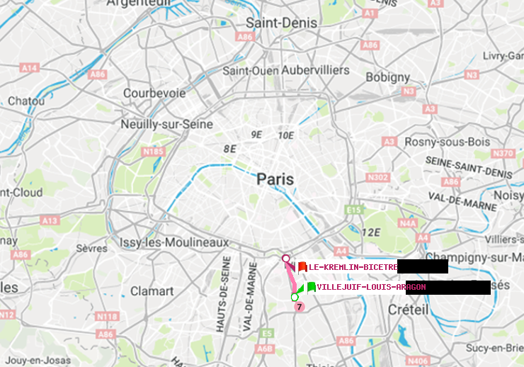 plan itinéraire ratp de Villejuif-Louis Aragon à Le Kremlin-Bicêtre