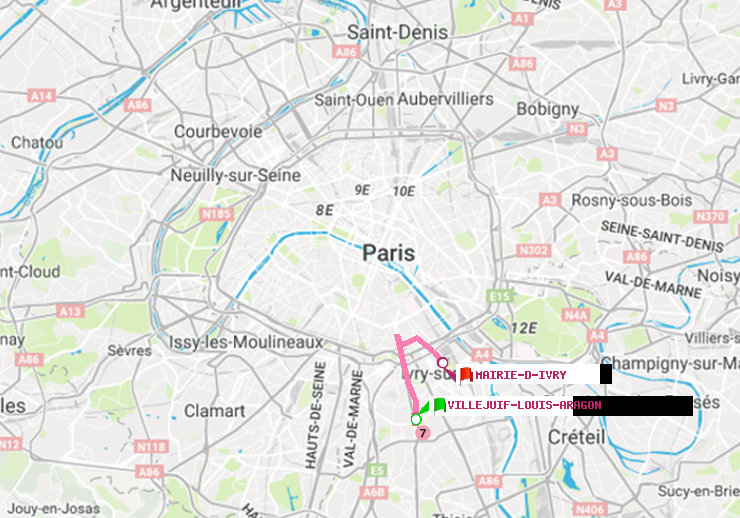 plan itinéraire ratp de Villejuif-Louis Aragon à Mairie d