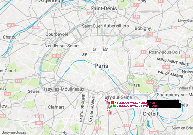 plan itinéraire ratp de Villejuif-Louis Aragon à Villejuif-Léo Lagrange