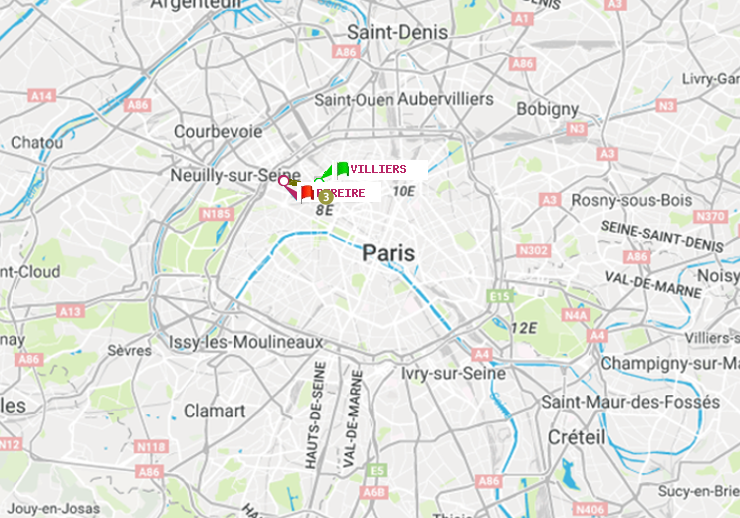 plan itinéraire ratp de Villiers à Péreire