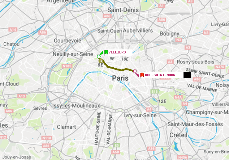 plan itinéraire ratp de Villiers à Rue Saint-Maur