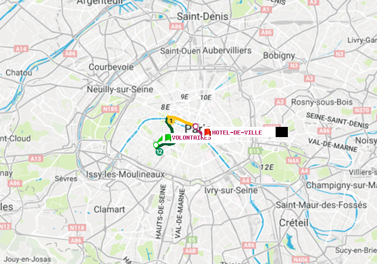 plan itinéraire ratp de Volontaires à Hôtel de Ville