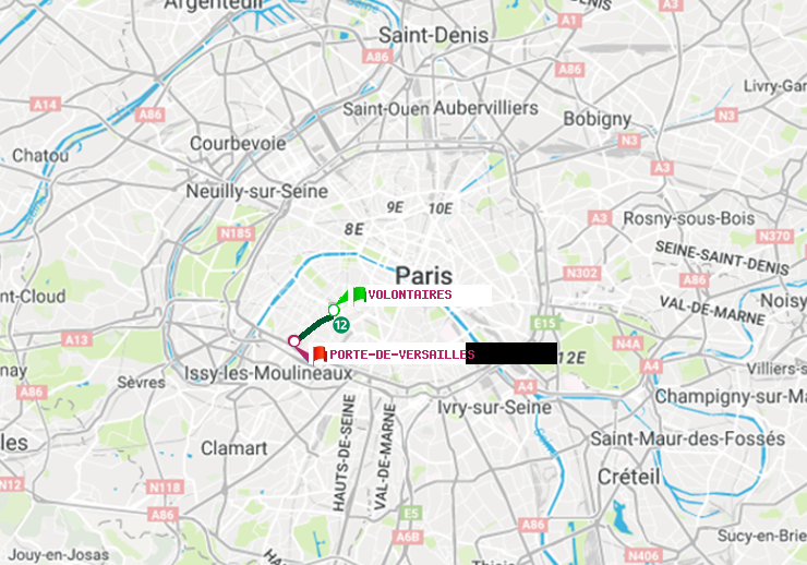 plan itinéraire ratp de Volontaires à Porte de Versailles