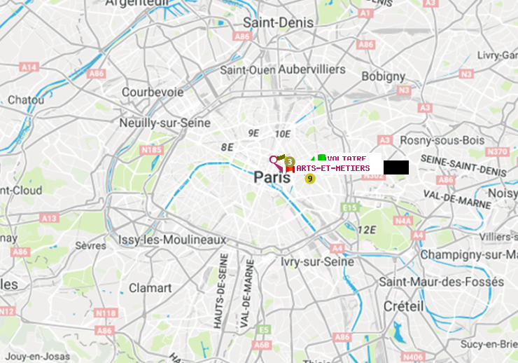 Métro Paris : itinéraire de Voltaire (Léon Blum) à Arts-et-Métiers