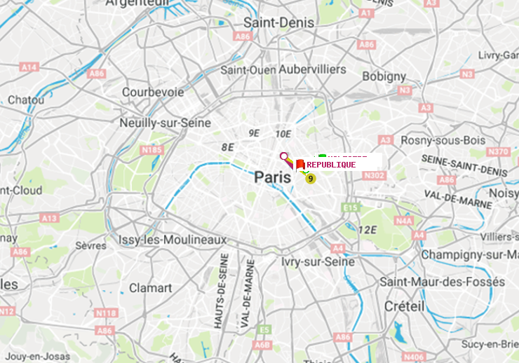 plan itinéraire ratp de Voltaire (Léon Blum) à République