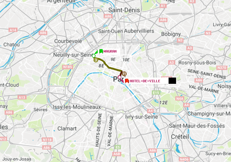 plan itinéraire ratp de Wagram à Hôtel de Ville