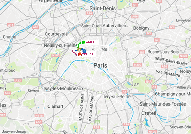 plan itinéraire ratp de Wagram à Ternes