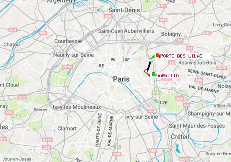 Carte du métro 3bis